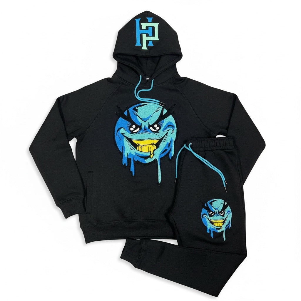 Hater Proof Drip Face jogger set Black/GammaBlue