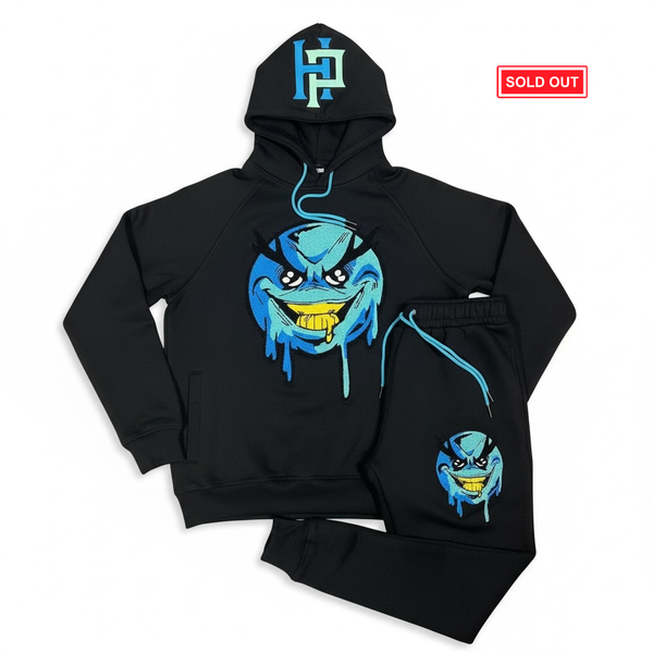 Hater Proof Drip Face jogger set Black/GammaBlue